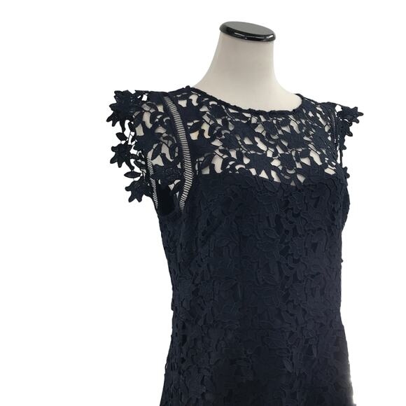 Eliza J Navy Blue Lace Asymmetric Cocktail Dress - Picture 8 of 12